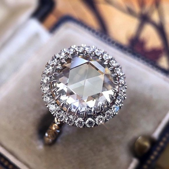 💎Vintage Gemstone Sun Flower Cubic Carved Luxury Rings for Women, PD720 - Picture 1 of 6